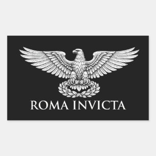 ROMA INVICTA Roman Aquila Eagle Emblem Rectangular Sticker
