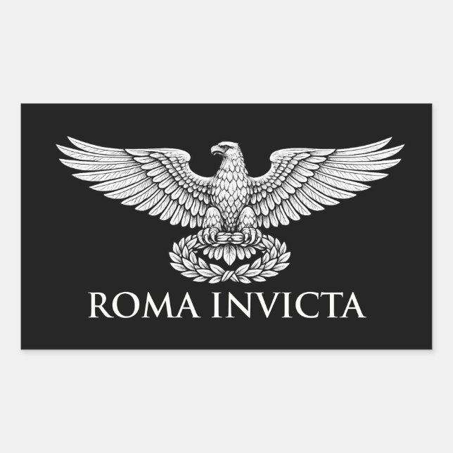 ROMA INVICTA Roman Aquila Eagle Emblem Rectangular Sticker (Front)