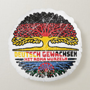 Roma Romani Deutsch Baum Wurzel Deutschland Round Cushion