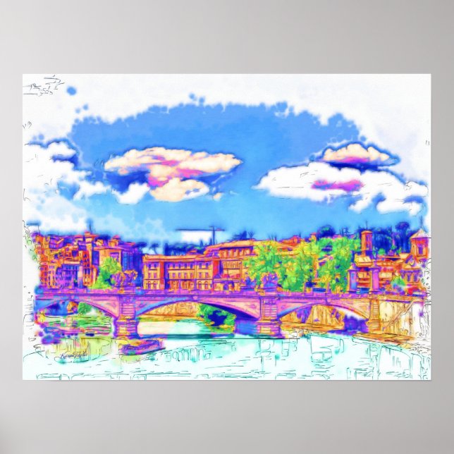 Roma  - St Angelo Bridge Poster (Front)