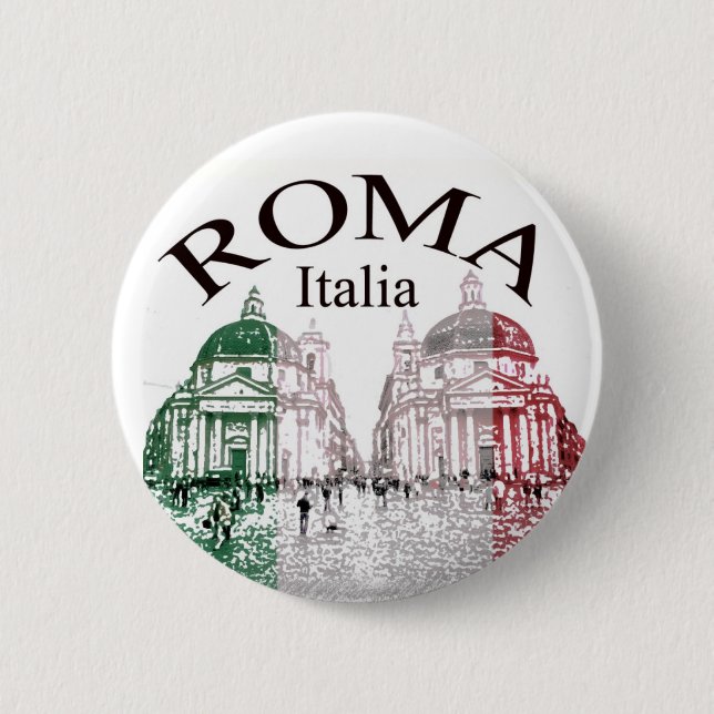 Roma Stamped 6 Cm Round Badge (Front)