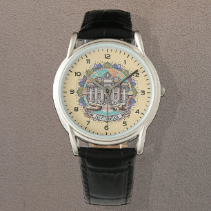 Roma Whispering Fountain Classic black Leather Watch