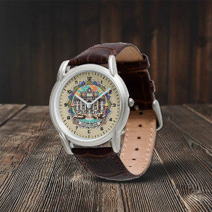 Roma Whispering Fountain Classic Brown Leather Watch