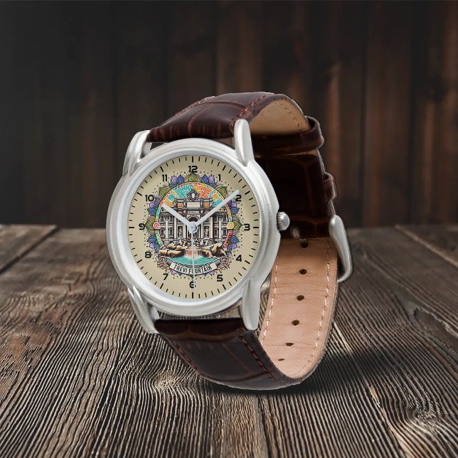 Roma Whispering Fountain Classic Brown Leather  Watch (Creator Uploaded)