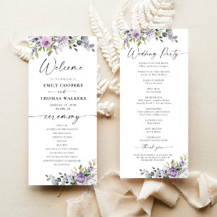 Romactic Violet Flowers Wedding Program Programme
