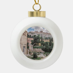 Roman Agora, Athens, Greece Ceramic Ball Christmas Ornament