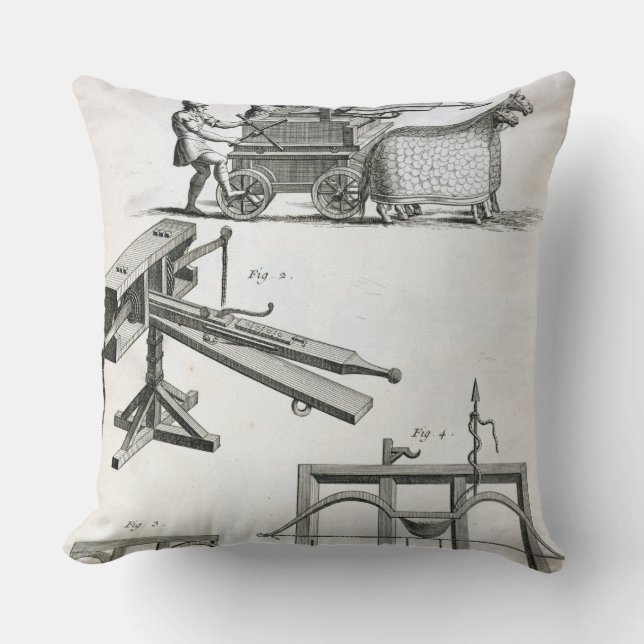 Roman Ballistic Machinery, from the 'Encyclopedie Cushion (Front)