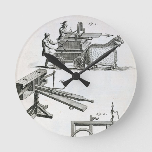 Roman Ballistic Machinery, from the 'Encyclopedie Round Clock (Front)