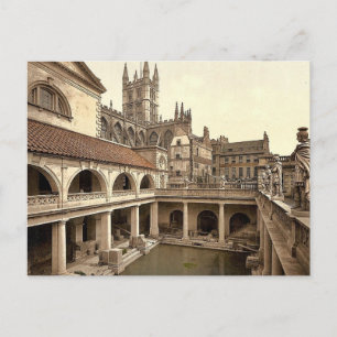 Roman Baths and Abbey, IV, Bath, England classic P Postcard