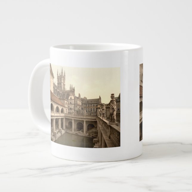 Roman Baths and Abbey, IV, Bath, England Large Coffee Mug (Front Left)