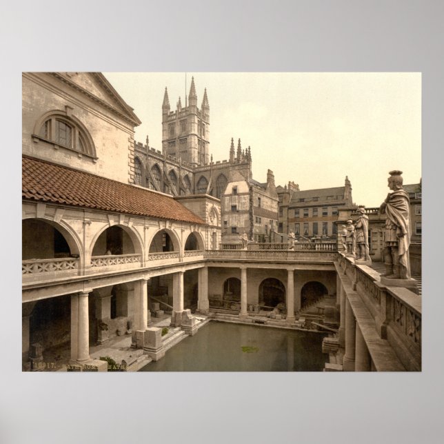 Roman Baths and Abbey IV, Bath, Somerset, England Poster (Front)