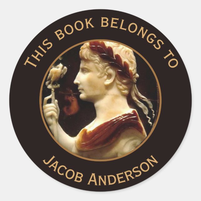 Roman Bookplate Emperor Octavian Augustus Cameo Classic Round Sticker (Front)