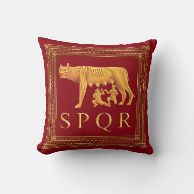 Roman Capitoline Wolf Throw Pillow (Front)