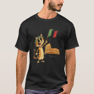 Roman Cat with Italian Flag Roma Italia Travel Sou T-Shirt