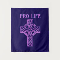 Roman Catholic Pro-Life Cross Wall Tapestry