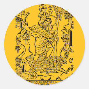 Roman Catholic Saint Christopher Classic Round Sticker