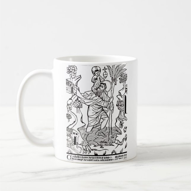 Roman Catholic Saint Christopher Devotional Art Coffee Mug (Left)