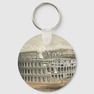 Roman Coliseum Vintage Art Key Ring