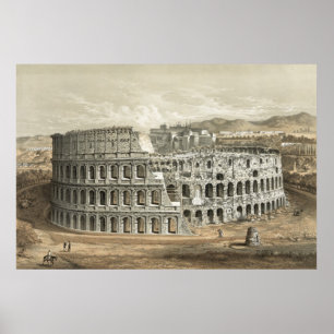 Roman Coliseum Vintage Art Poster