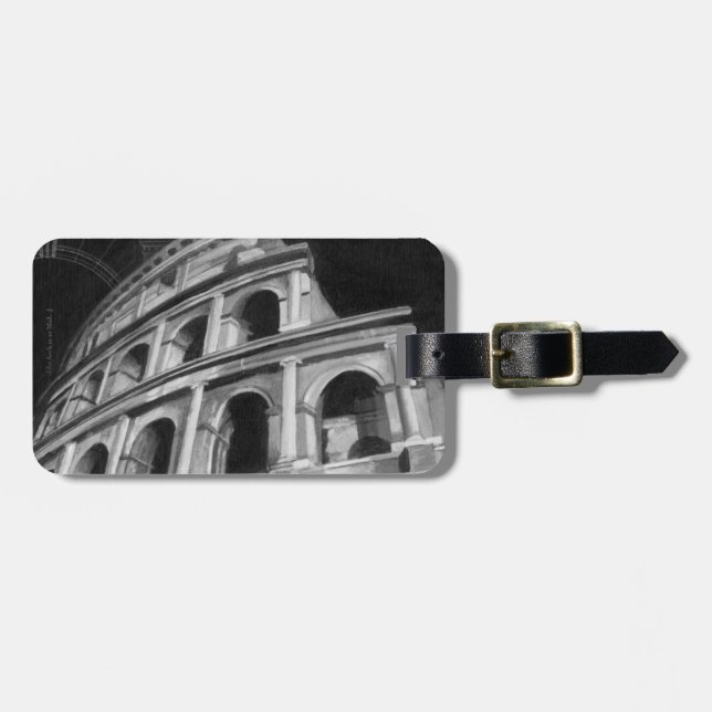 Roman Colosseum with Architectural Drawings Luggage Tag (Front Horizontal)