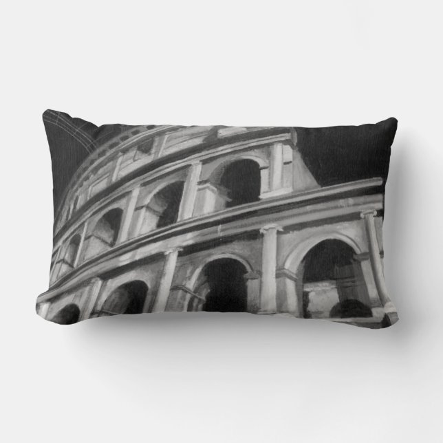 Roman Colosseum with Architectural Drawings Lumbar Cushion (Front)