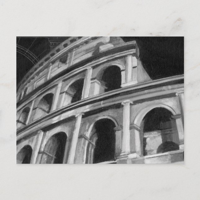 Roman Colosseum with Architectural Drawings Postcard (Front)