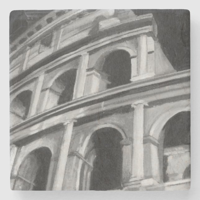 Roman Colosseum with Architectural Drawings Stone Coaster (Front)