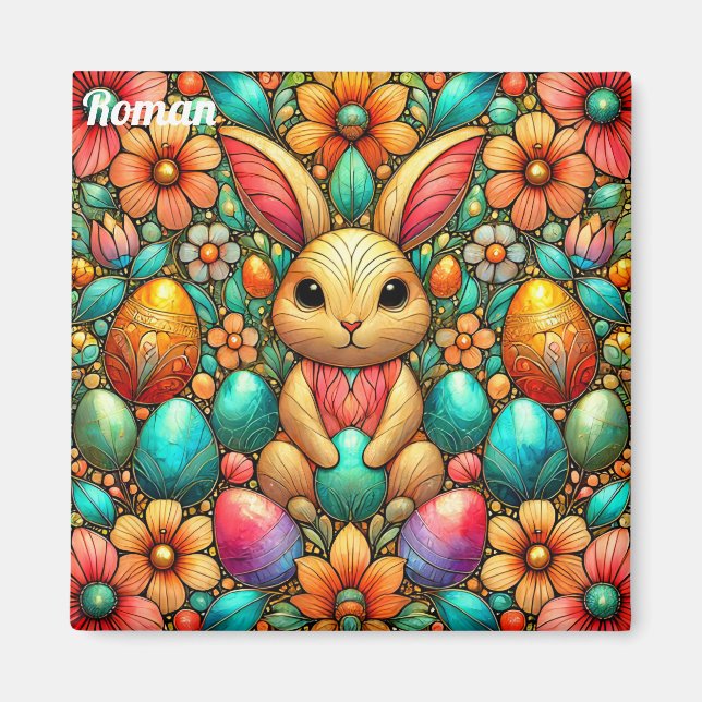 ROMAN ~ Easter Bunny and Eggs ~  Magnet (Front)
