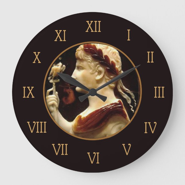Roman Emperor Octavian Augustus Cameo Elegant Art Large Clock (Front)