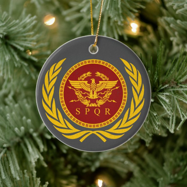 Roman Empire SPQR Eagle Emblem and Wreath  Ceramic Tree Decoration (Tree)