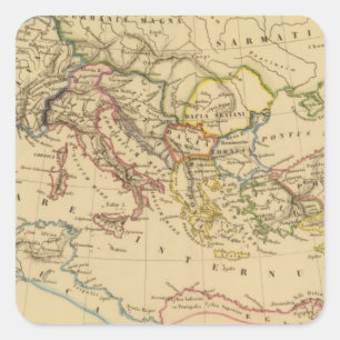 Roman Empire under Constantine and Trajan Square Sticker