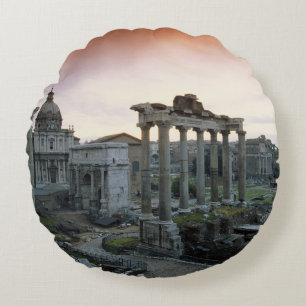 Roman Forum at dawn Round Cushion