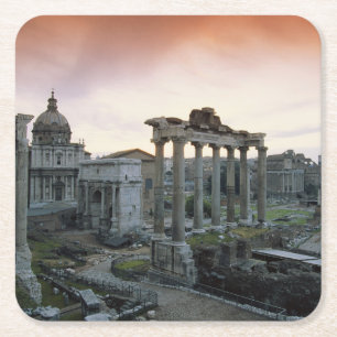 Roman Forum at dawn Square Paper Coaster