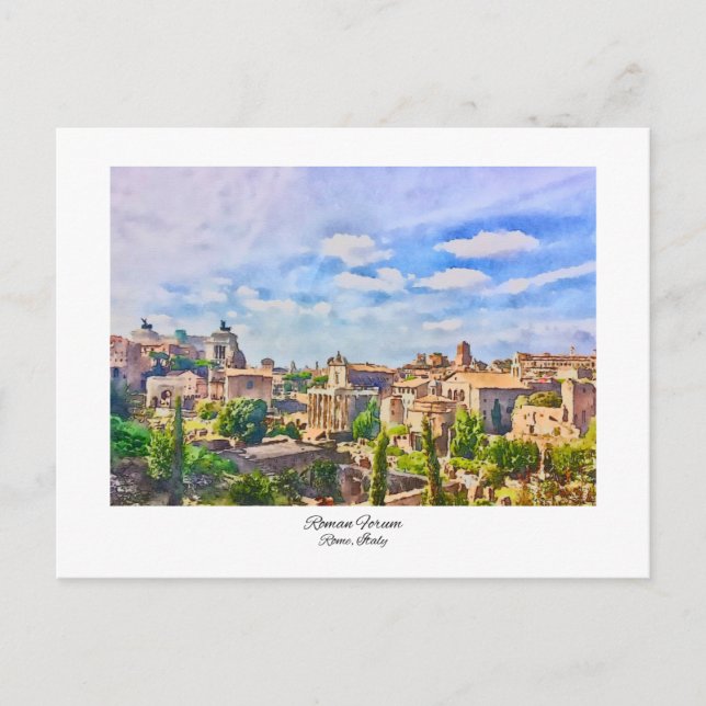Roman Forum Rome, Italy Watercolor Painting Postcard (Front)