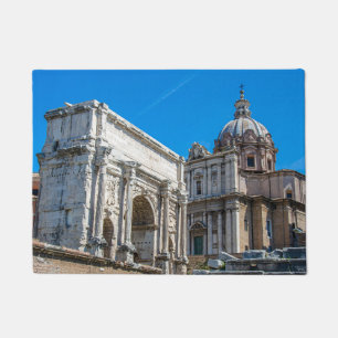 Roman Forum ruins in Rome, Italy Doormat
