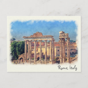 Roman forum ruins postcard