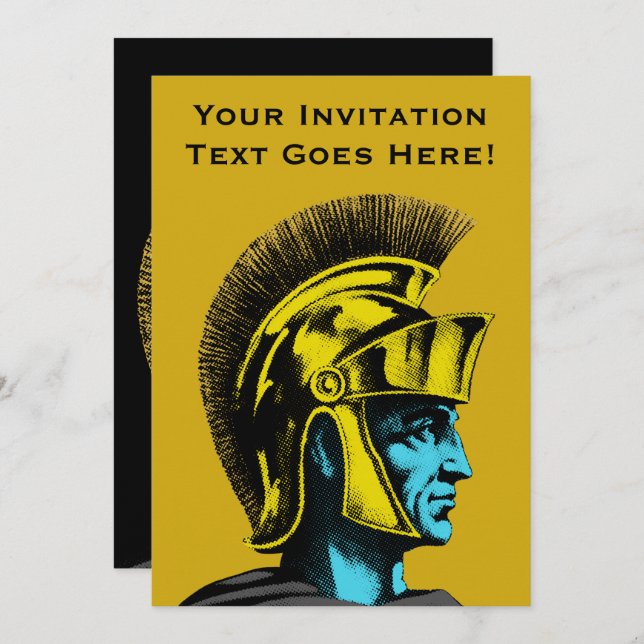 Roman Gladiator Pop Art Portrait Invitation (Front/Back)