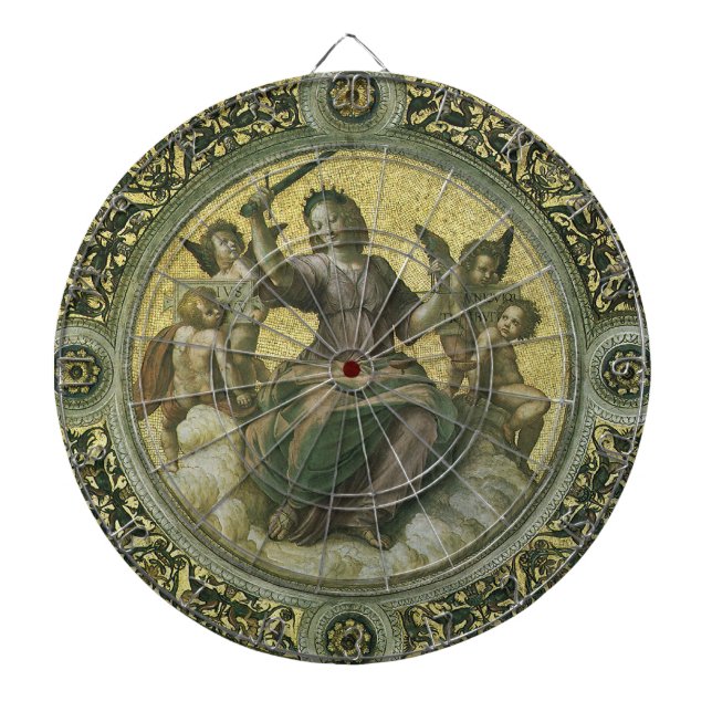 Roman Goddess Justice with Angels by Raphael Dartboard (Front)