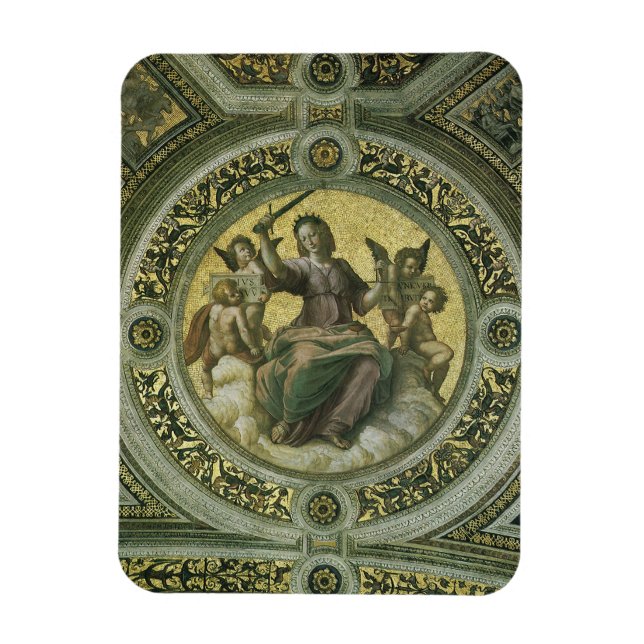 Roman Goddess Justice with Angels by Raphael Magnet (Vertical)