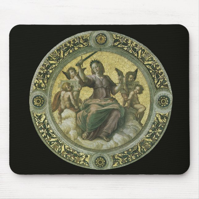 Roman Goddess Justice with Angels by Raphael Mouse Pad (Front)