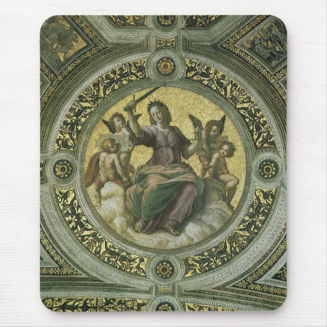 Roman Goddess Justice with Angels by Raphael Mouse Pad (Front)