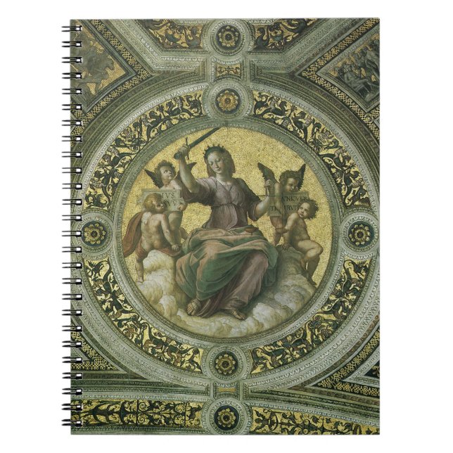 Roman Goddess Justice with Angels by Raphael Spiral Notebook (Front)