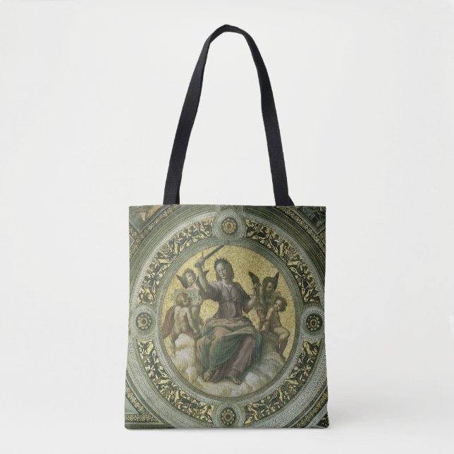 Roman Goddess Justice with Angels by Raphael Tote Bag (Front)
