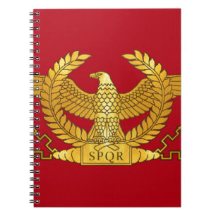 Roman Golden Eagle on Red Spiral Notebook