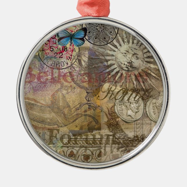 Roman History Italy Travel Vacation Holiday City Metal Tree Decoration (Front)