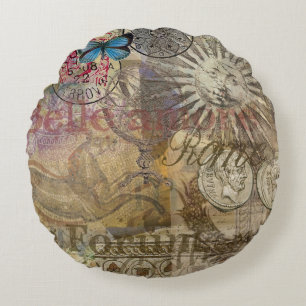 Roman History Italy Travel Vacation Holiday City Round Cushion