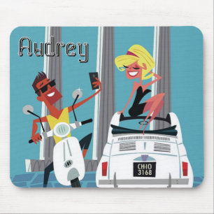 Roman Holiday Fiat Scooter. Personalised Mouse Pad
