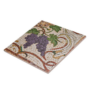 Roman Mosaic Style Grapes Ceramic Tile