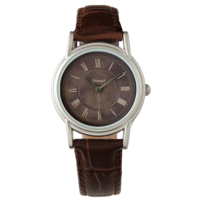 Roman Numbers Rusty Brown  Watch (Front)