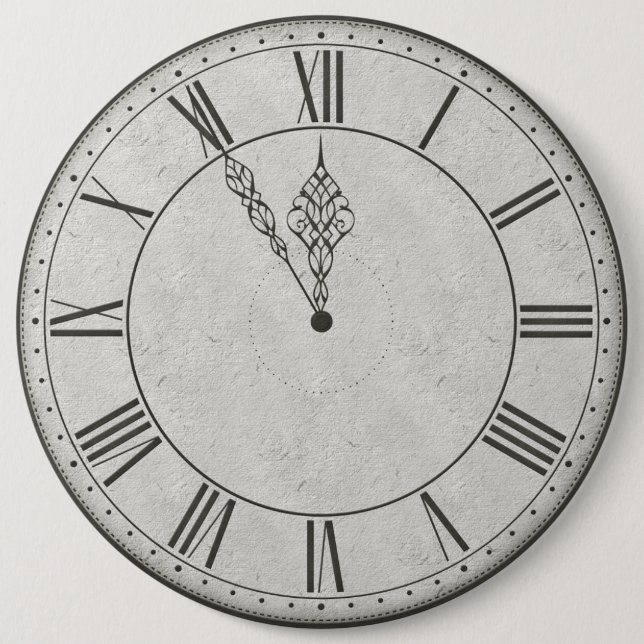 Roman Numeral Clock Face B&W 6 Cm Round Badge (Front)